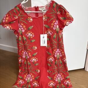 Elizabeth James Women’s Dress Red Floral Short Sleeve Zip Back NWT